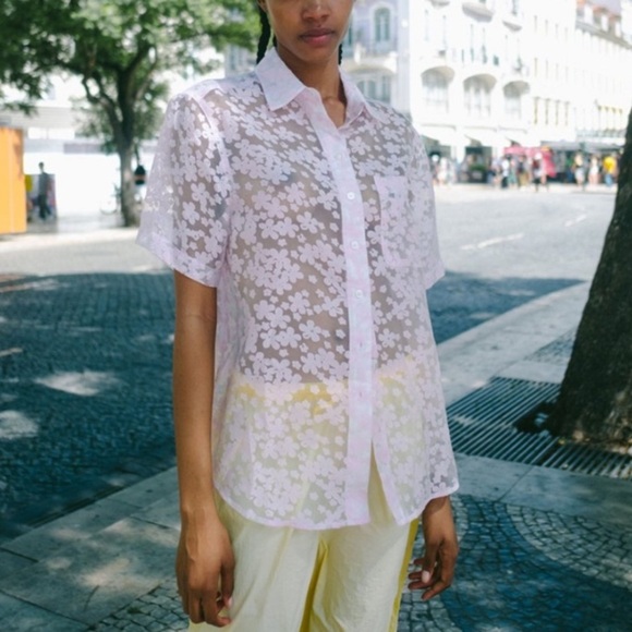 Blanca Astra Oversized Lace Short Sleeve Shirt Pale Pink 33881 - Picture 12 of 12